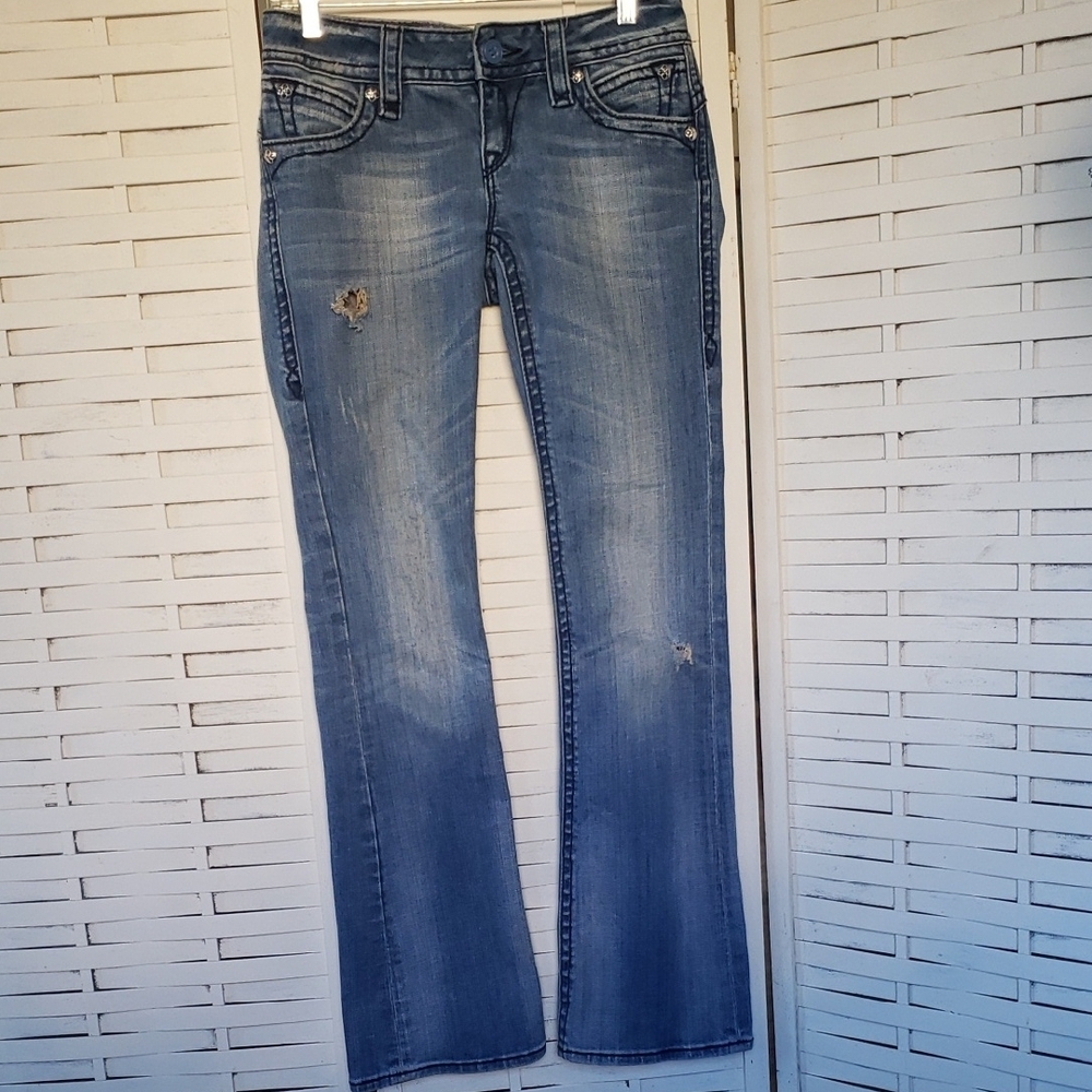 Rock Revival Stylish Blue Women's Boots Cut Jeans Size 27